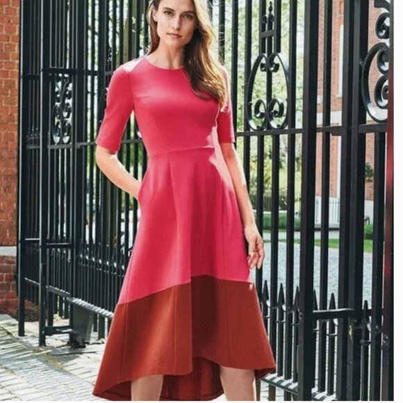 BODEN raspberry pink rust red ponte knit midi Wren dress - Picture 2 of 12